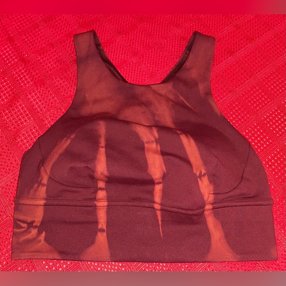 Lululemon Wunder Train Longline Bra Sz 6 High Neck Sun Bleached Wash Red Merlot